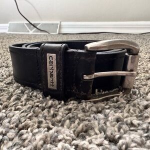 Carhartt Genuine Leather Roller Belt Black Size 38 Silver Tone Accent Country